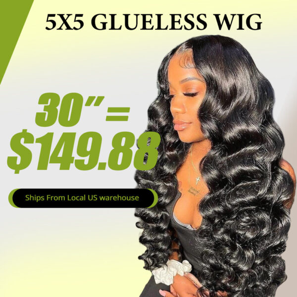 Ready To Wear Glueless Wigs 5×5 HD Lace Closure Wigs Pre Cut Bleached Knots (Shipped From US Warehouse)